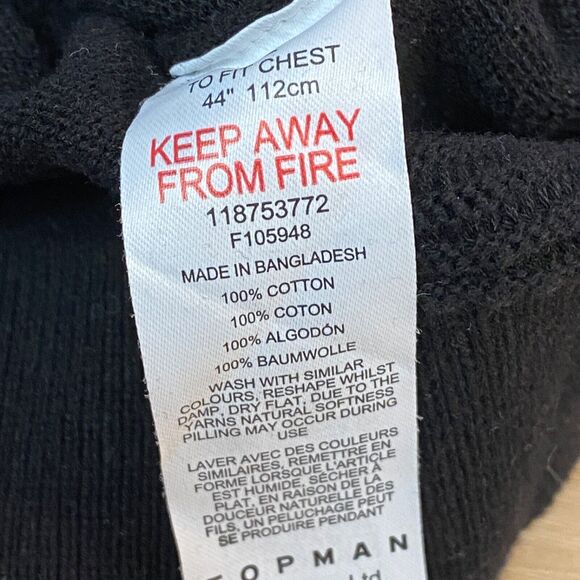 Topman Sweater Mens XL Slim Black Mock Neck 1/4 Zip Cotton Knit Long Sleeve - Picture 8 of 9